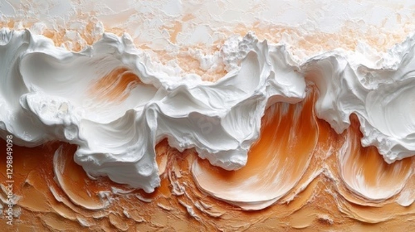 Fototapeta Abstract orange and white textured waves. (1)