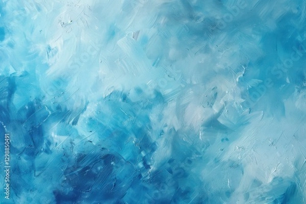 Fototapeta Abstract blue painting evokes a calm ocean atmosphere with swirling textures and soft gradients, perfect for enhancing a serene space