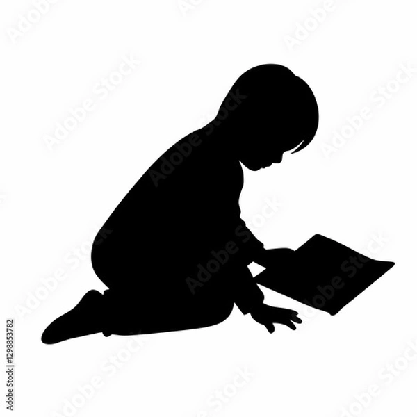 Obraz A kid reading book silhouette