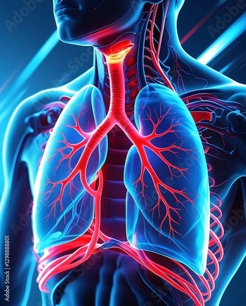 Fototapeta Human Lungs and Blood Vessels – Healthcare and Anatomy Concept