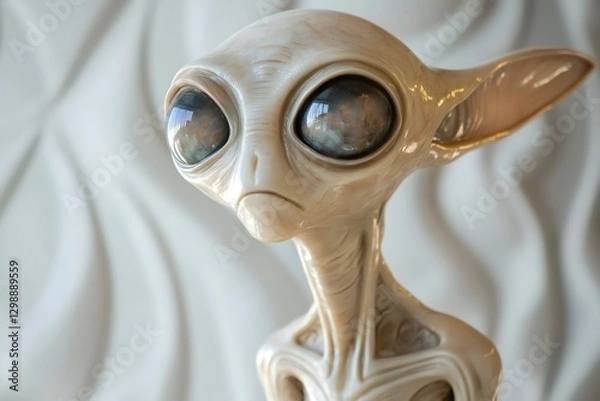 Fototapeta Detailed close up of an alien creature with captivating eyes, showcasing its unique features and otherworldly presence