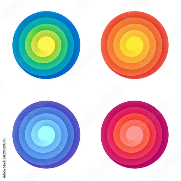 Obraz Set of Colorful Archimedean Spiral Symbols. Abstract Geometric Graphic Elements.