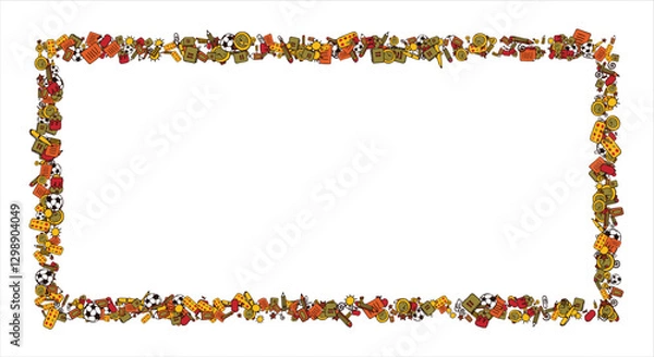 Fototapeta frame of school items. School supplies frame. Place for your text. Back to school. Stationery collected in a frame. Frame for text. Stationery. School. Vector illustration.