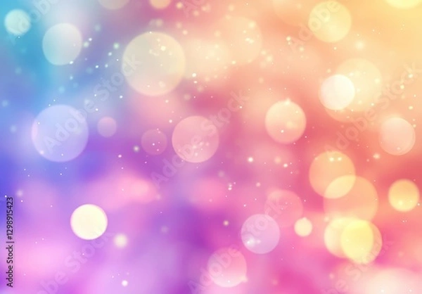 Fototapeta Colorful bokeh background with soft blurred lights in vibrant hues of blue, pink, yellow, and orange creating a dreamy atmosphere for artistic design