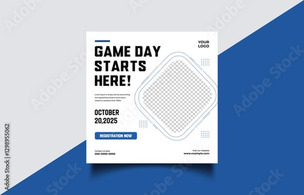 Fototapeta Game Day Event Flyer Template with Registration Details
