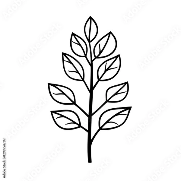 Fototapeta Elegant Tree Line Art Illustration PNG | Minimalist Nature Sketch