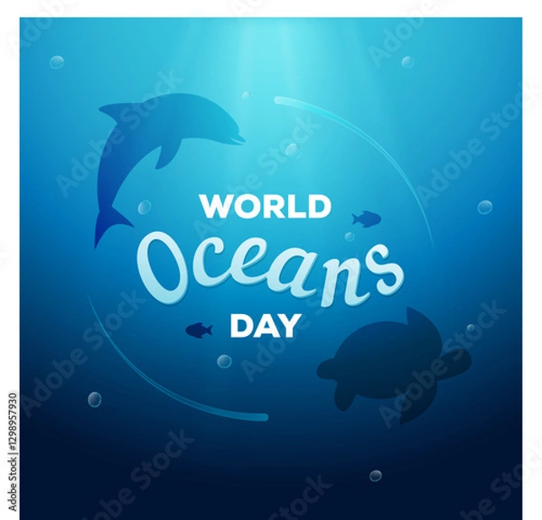 Obraz world oceans day under the sea concept vector