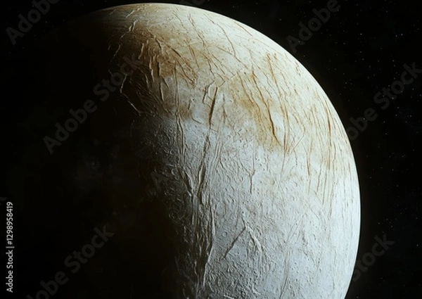 Fototapeta Europa with its icy surface depicting shadows of towering ice pillars