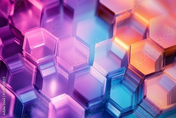 Fototapeta Colorful 3D Hexagonal Abstract Design