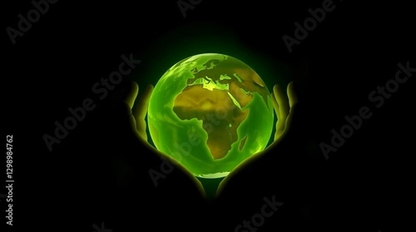 Fototapeta Holding our beautiful Earth in our hands reminds us of our responsibility to nurture it! Let's unite for a brighter, greener future! 