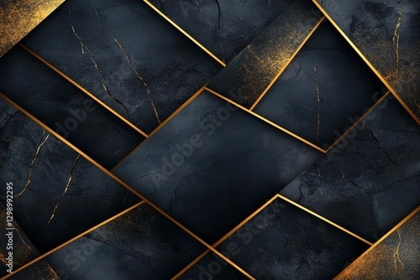 Fototapeta Black marble texture with golden lines, abstract background for design cover and wallpaper. High resolution. Black marble pattern, dark color background, dark gray and black marble,