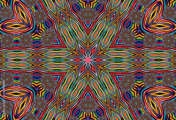 Fototapeta Bright background with abstract pattern from multicolor stripes