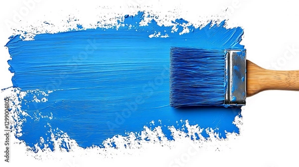 Fototapeta Paint roller, blue color on transparent background. high resolution PNG file