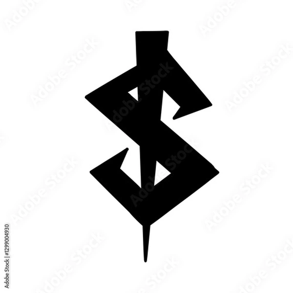 Fototapeta Magic Bold dollar sign symbol in hand drawn style. Vector illustration isolated on white background. For typography, font, shop, logo, alphabet, sales, signboard, education, branding, presentation.