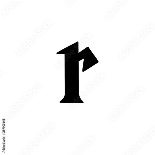 Fototapeta Magic Bold letter R of latin english language. Black font symbol in hand drawn doodle style. Vector illustration isolated on white background. For presentation, logo, branding, font, education.