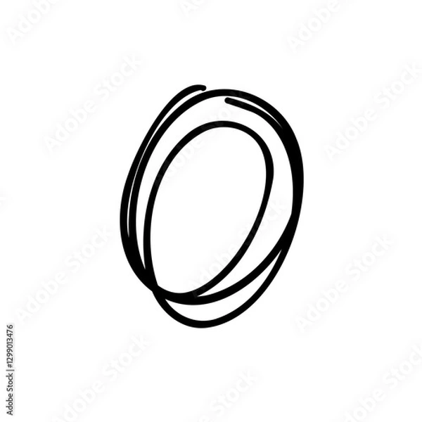 Fototapeta Handwritten letter O of latin english language. Black font symbol in hand drawn doodle style. Vector illustration isolated on white background. For presentation, logo, branding, font, education.