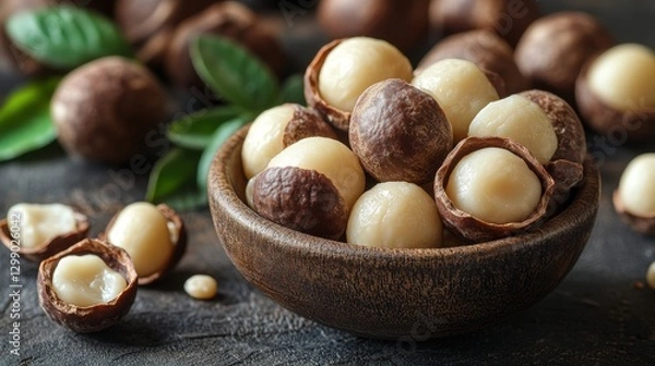 Fototapeta macadamia nuts isolated,studio background