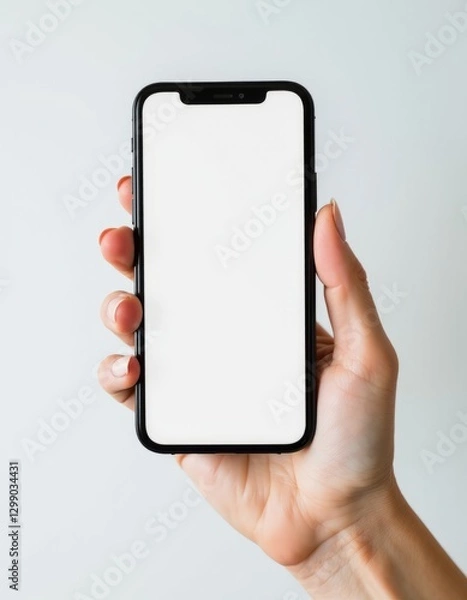 Fototapeta Close up of women's hands holding cell telephone with blank copy space scree for your advertising text message or promotional content hipster girl watching video on mobile phone during coffee break iP