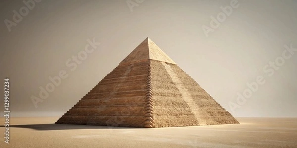 Fototapeta Ancient Pyramid Structure in a Desolate Sandy Landscape Under a Pale Sky
