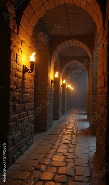 Fototapeta Corridor in the dungeon