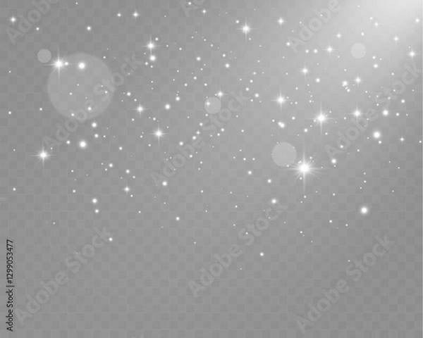 Fototapeta 	
Light sparkle glitter shine glow with transparent glittering light effects, sparkling stars, white bokeh, and shiny glow on a checkered background, perfect for Christmas themes.	
