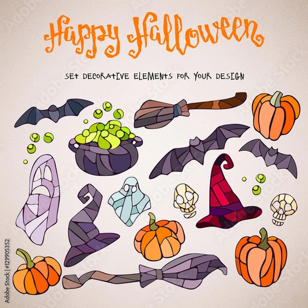 Obraz Halloween items set.