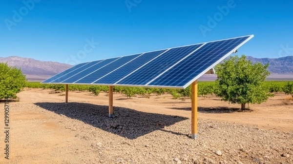 Fototapeta Sustainable Solar Energy Array In Arid Agricultural Setting