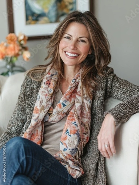 Obraz Confident Creative Professional Posing in Bright, Cozy Setting