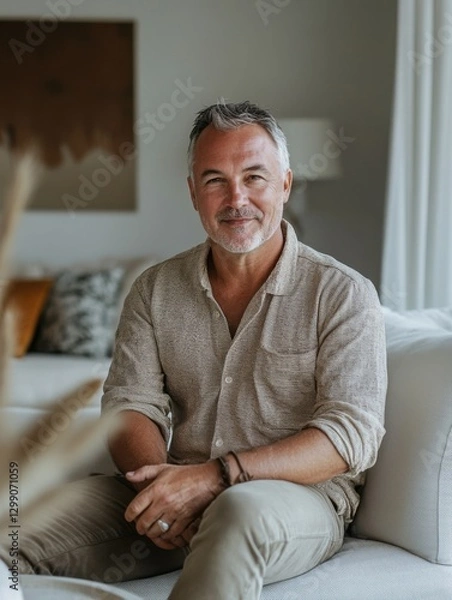 Obraz Confident Creative Professional Posing in Bright, Cozy Setting