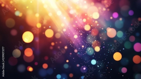 Fototapeta prism light leak texture for photo overlay and effect, lens flare in abstract background, bokeh effect with glow and magical lights on black background