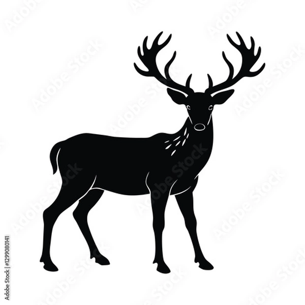 Obraz Deer vector Silhouette on white background