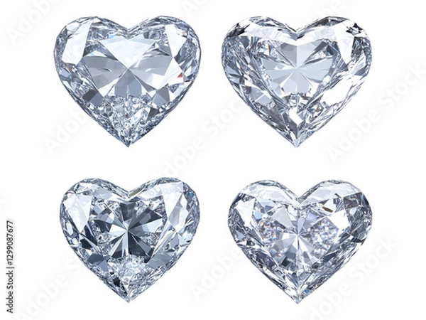 Fototapeta set of heart shape diamonds