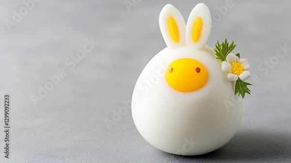 Fototapeta Adorable Easter Bunny Boiled Egg Food Art For Spring Celebrations
