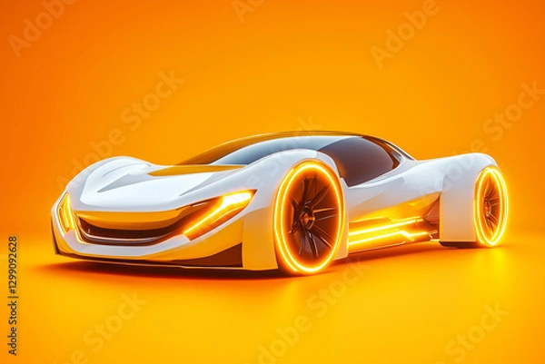 Fototapeta Futuristic concept car isolated on a solid color background