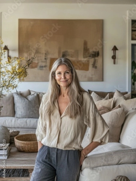 Obraz Casual Portrait of a Creative Professional in a Cozy Home Interior