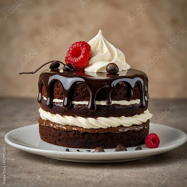 Obraz A chocolate cake with chocolate frosting and strawberries | Premium AI-generated image