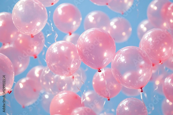 Fototapeta a bunch of pink balloons floating in the air