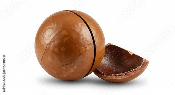 Fototapeta Macadamia Nut Split Open Detailed Shell Texture High Resolution