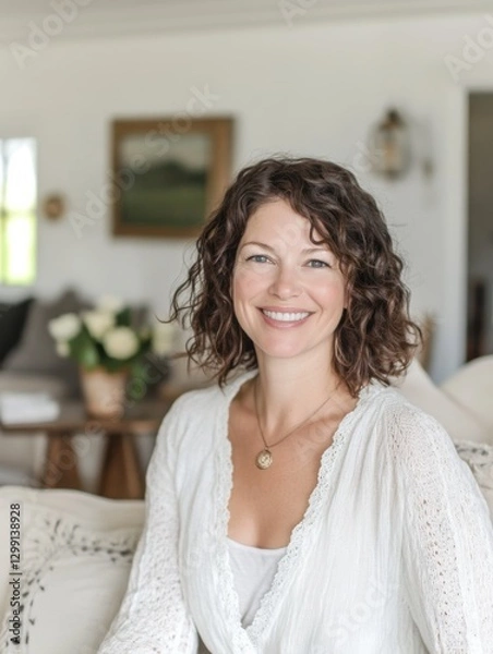 Obraz Confident Creative Professional Posing in Bright, Cozy Setting