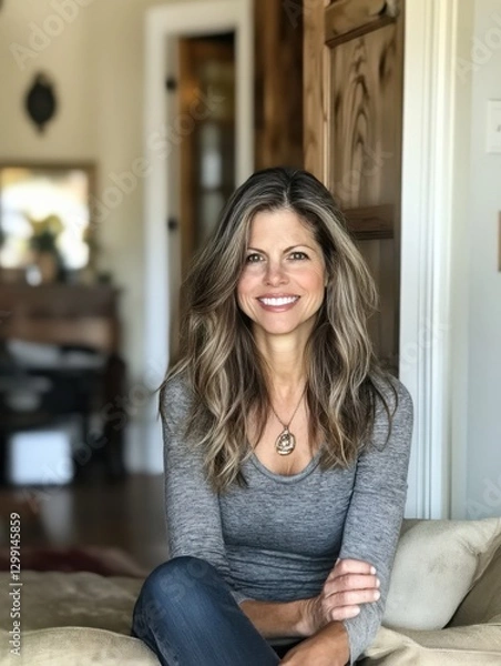 Obraz Casual Portrait of a Creative Professional in a Cozy Home Interior