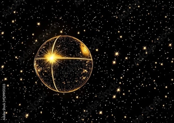 Fototapeta Dyson sphere around a star, highlighting its serene glow amidst the dark cosmos