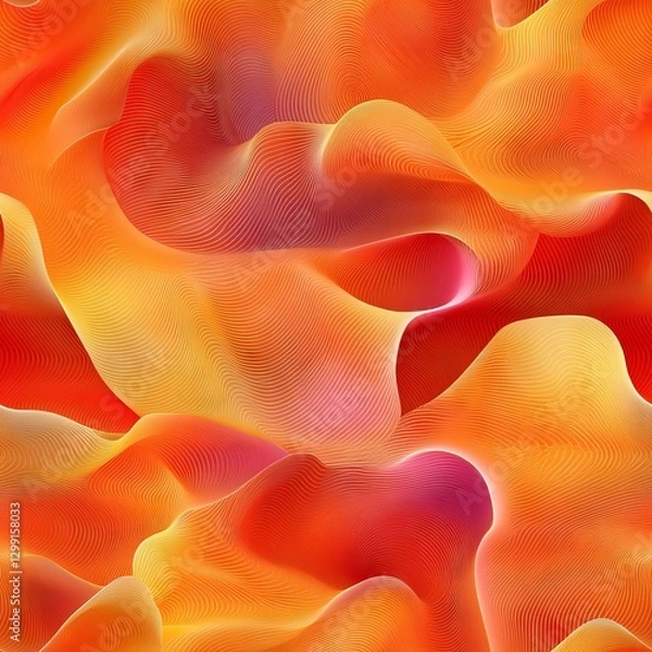 Obraz Seamless Pattern - Abstract orange and yellow flowing waves with pink highlights pattern