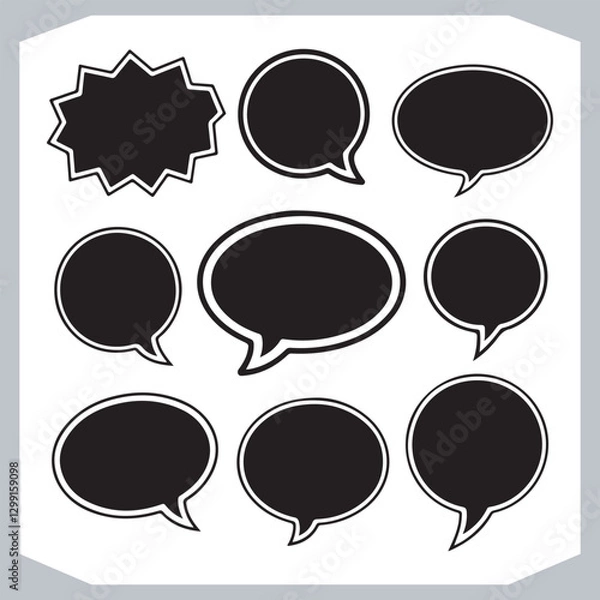 Obraz Hand Drawn Speech Bubble Doodle Pack Various Outlined Shapes