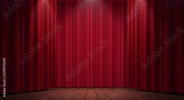 Obraz red stage curtains