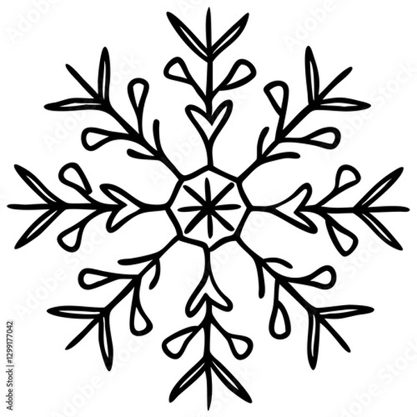 Fototapeta Intricate Black Snowflake Vector Design for Winter Holiday Decor and Seasonal Crafts