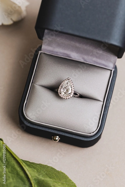 Fototapeta diamond engagement ring in a box