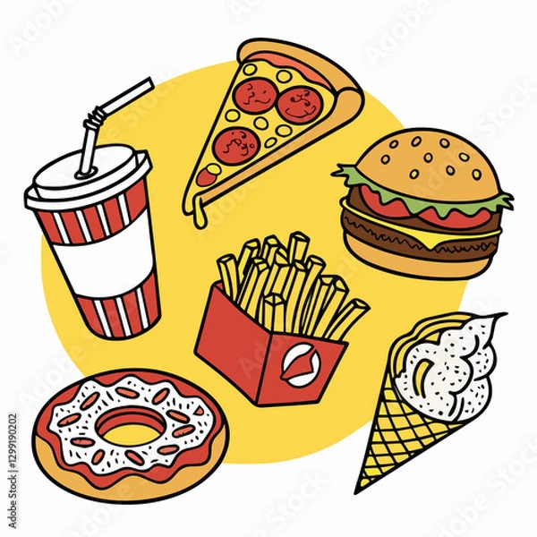 Fototapeta fast food icons