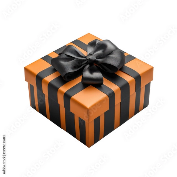 Fototapeta 3d Black and orange gift box for halloween isolate on white or transparency background