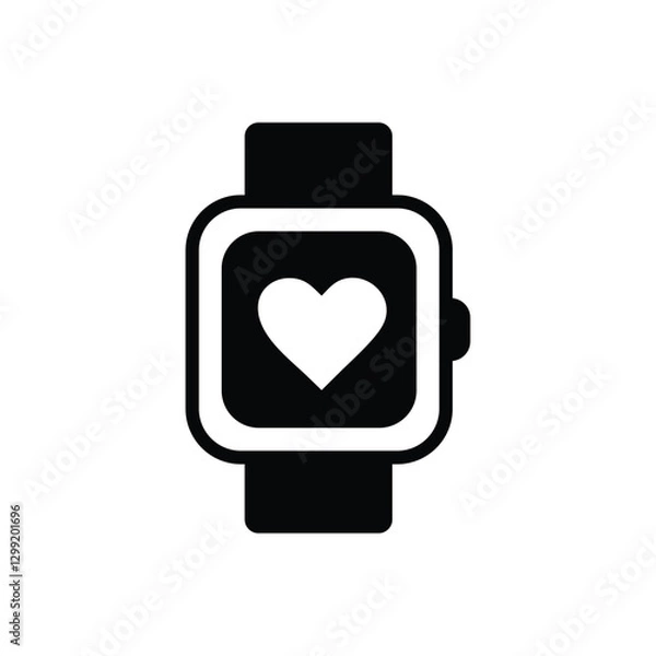 Obraz Smartwatch-heart icon. Simple vector sign.