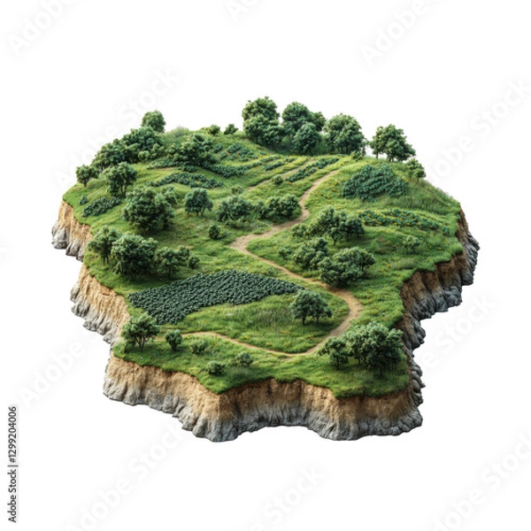 Obraz piece of land with soybean plantation on white background